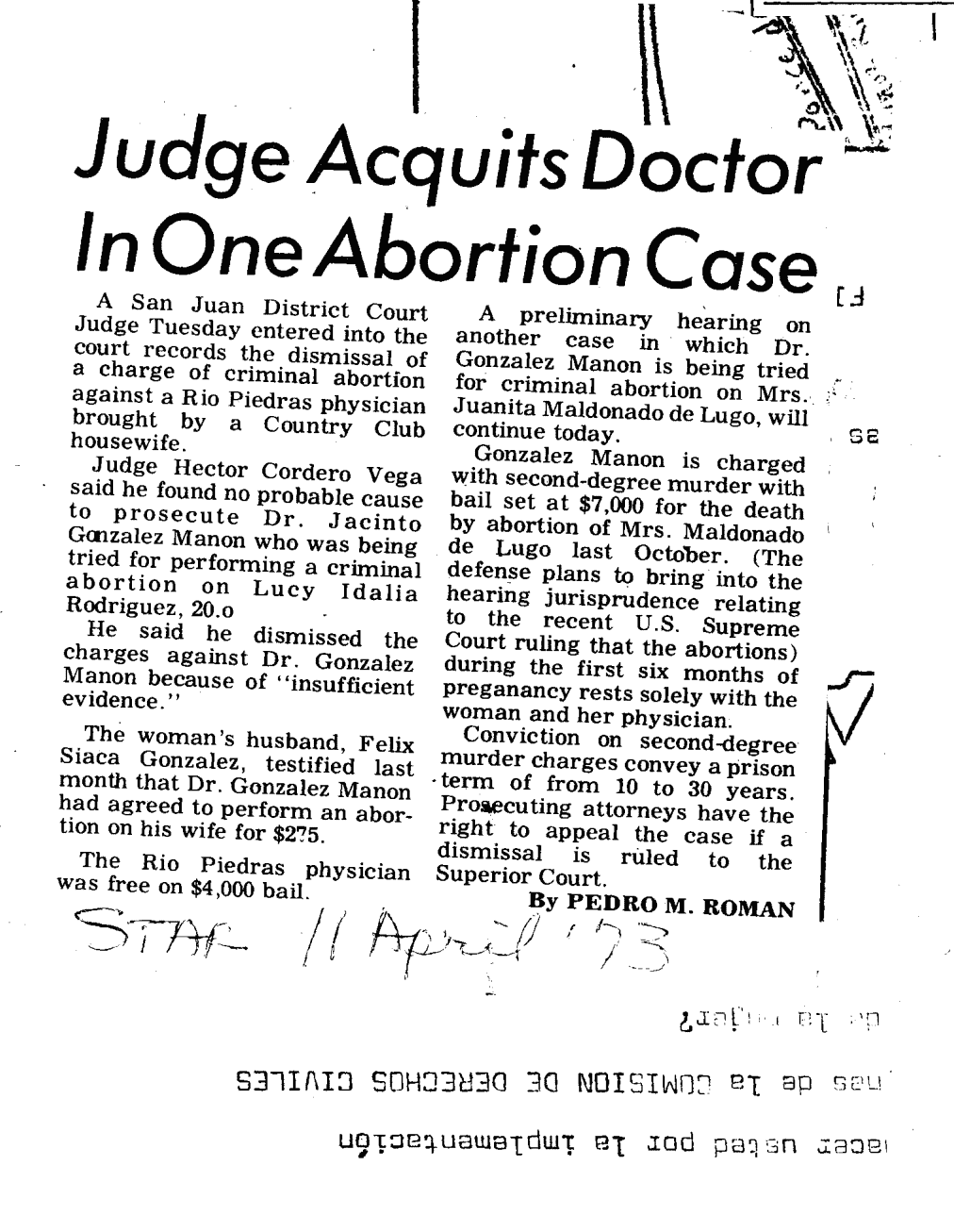 Judge Acquits Doctor In One Abortion Case-cover
